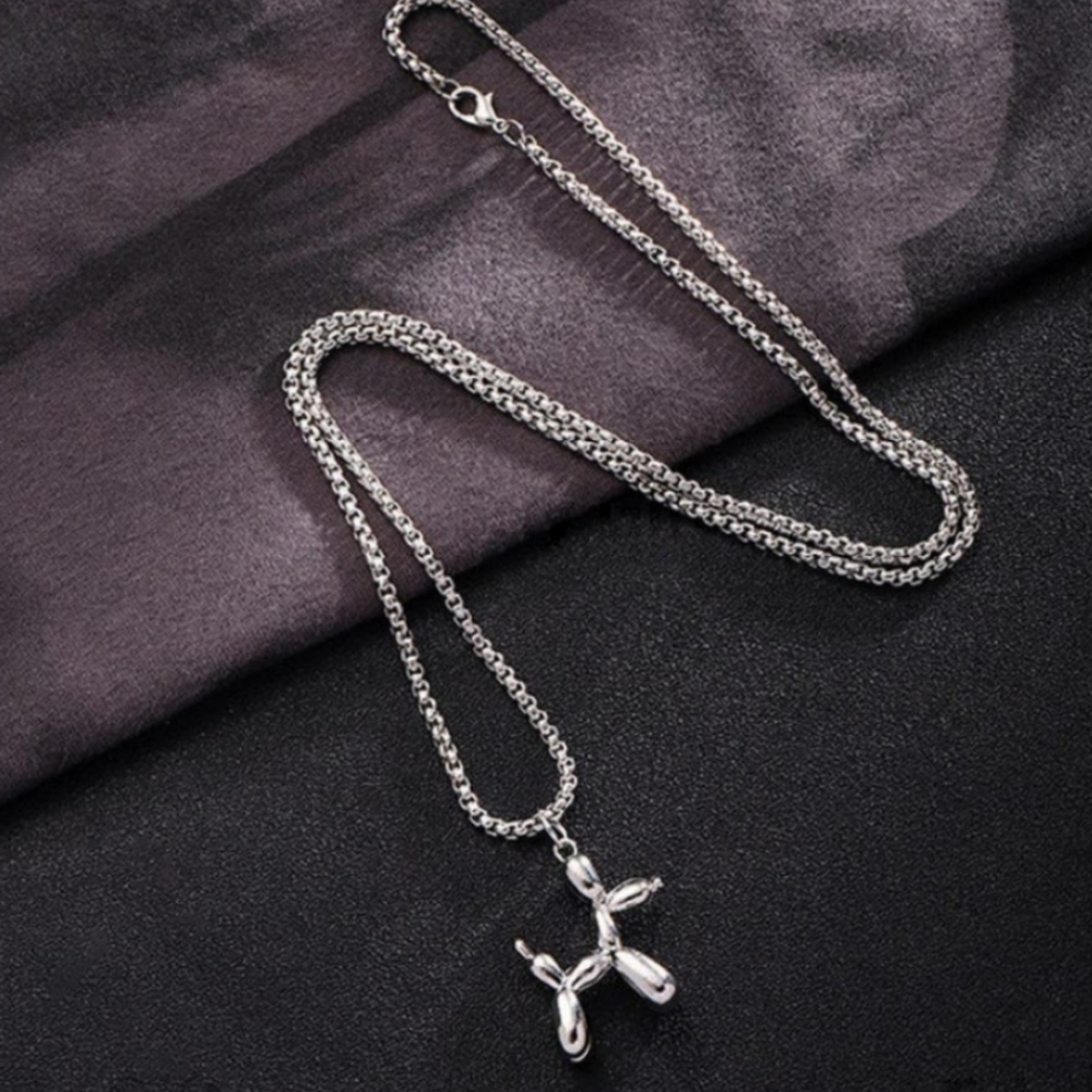 Silver Balloon Dog Pendant Necklace - Picture 3 of 7
